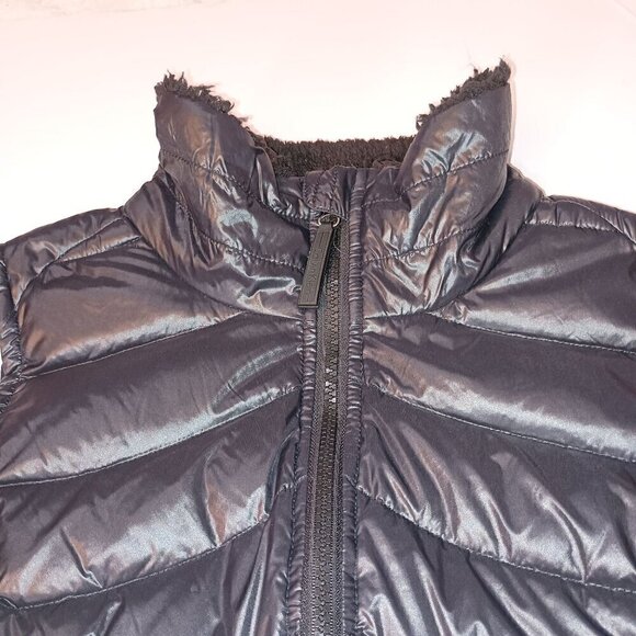 Calvin Klein Women Performance Down Puffer Vest Sweater Back Faux Fur Collar Med - Picture 4 of 9